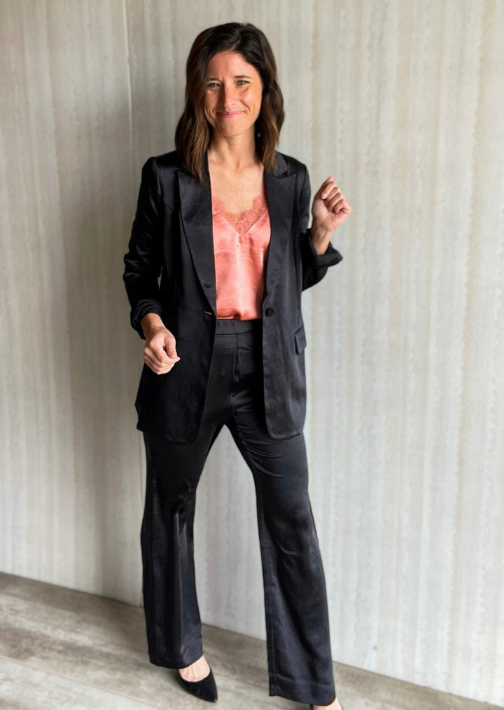 Black Satin Blazer | Blazer for the holidays | Office Holiday Party Outfit