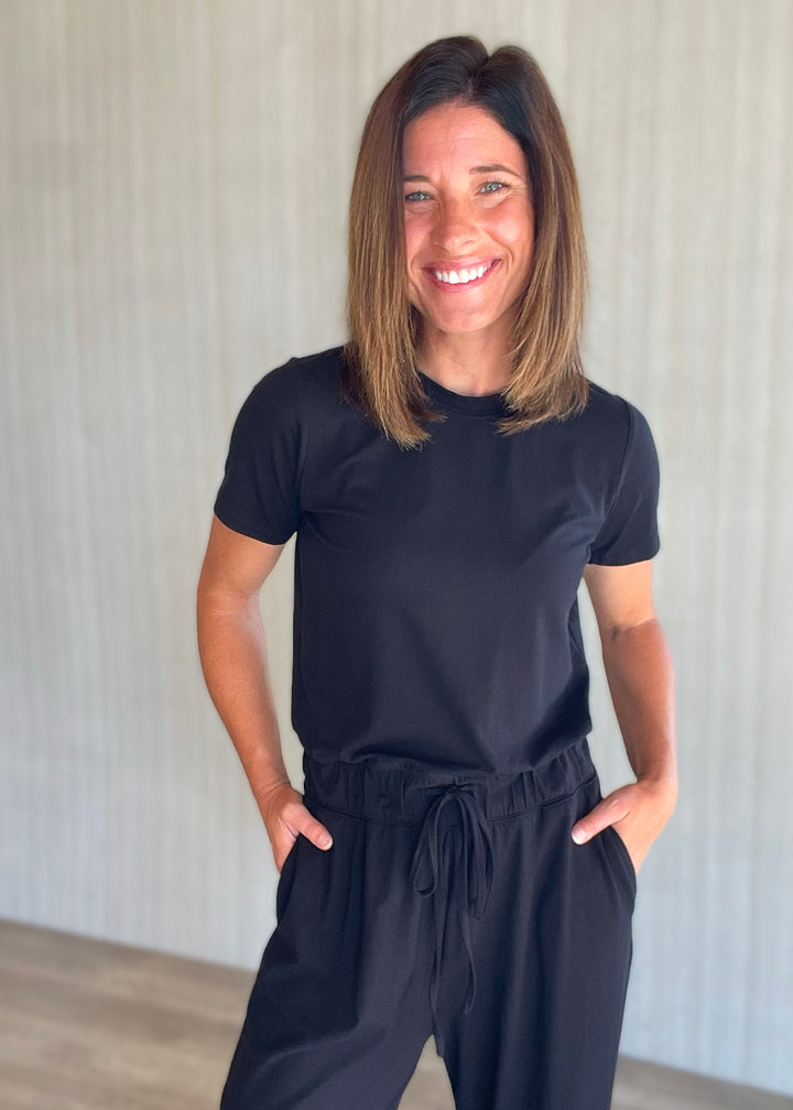 Women's Cute Black Knit Jumpsuit