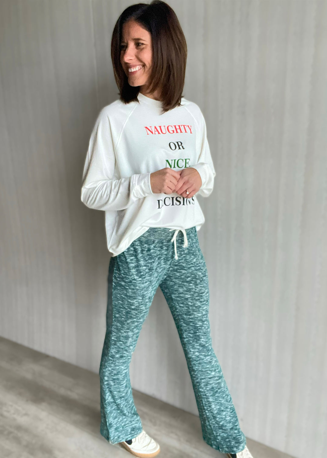 Women's Heather Green Flare Lounge Pants