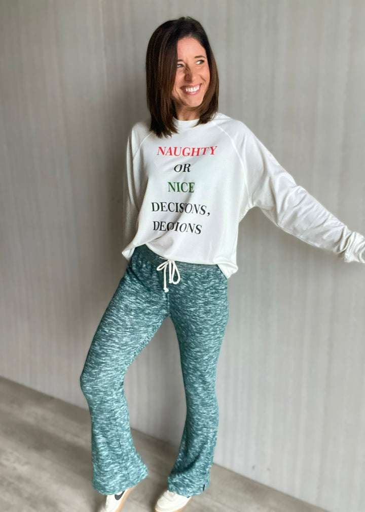 Women's Heather Green Flare Lounge Pants