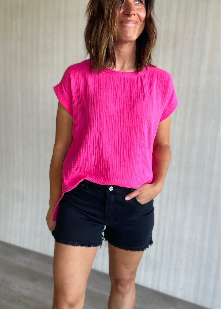 Black Frayed Hem Shorts