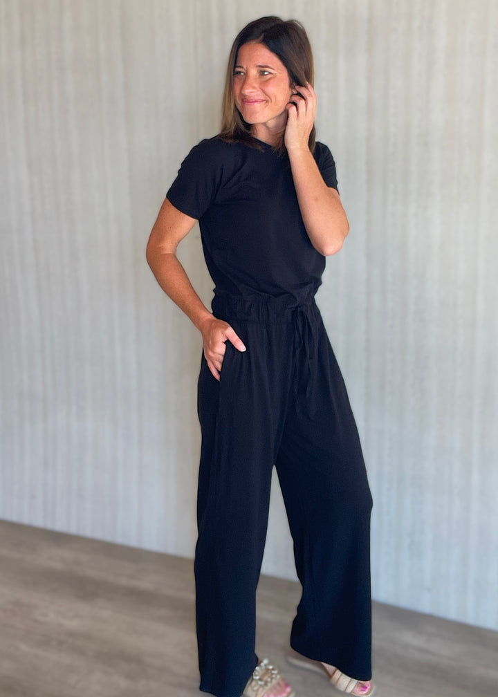 Women's Cute Black Knit Jumpsuit