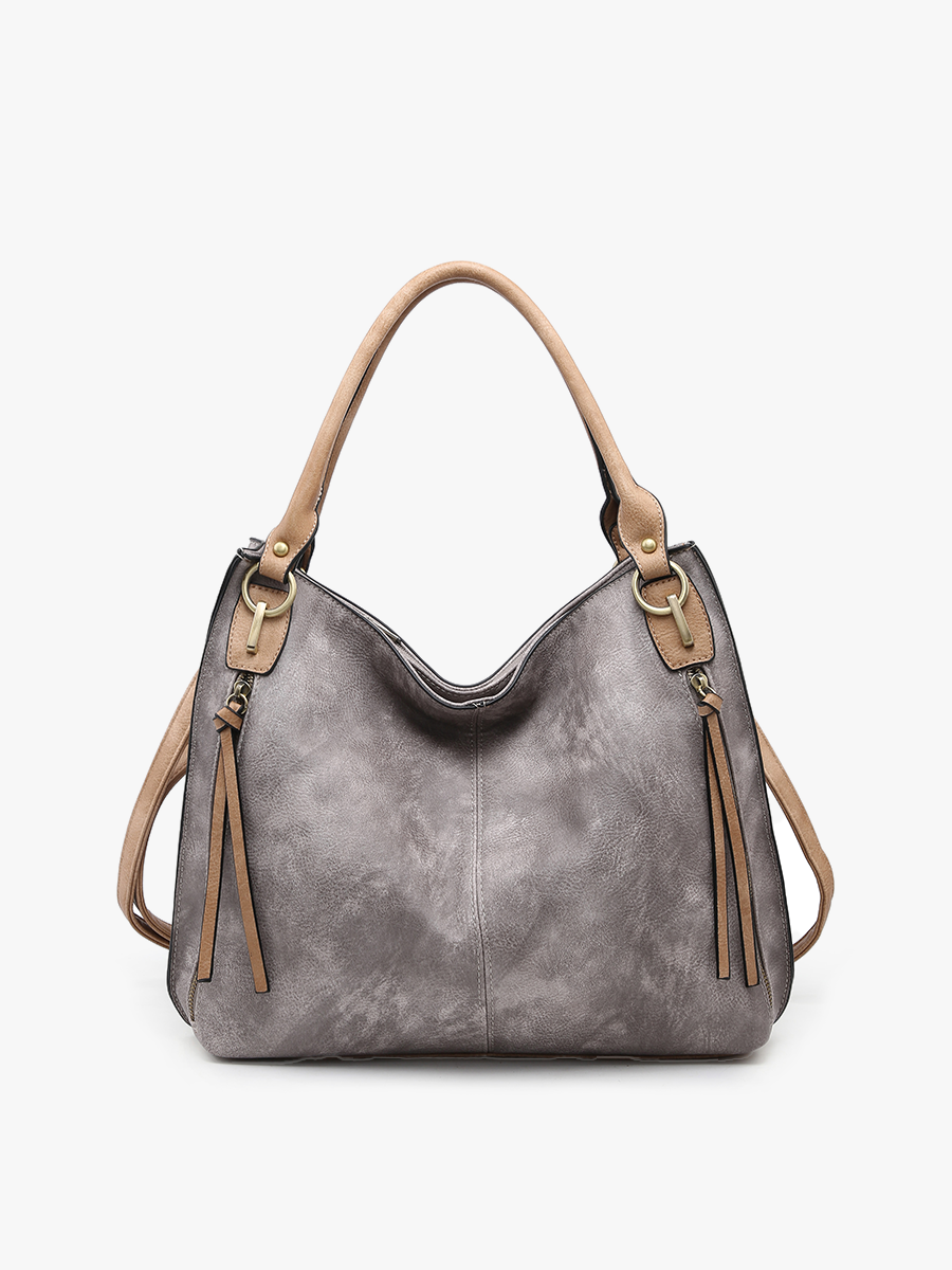 Grey Distressed Side Pocket Tote