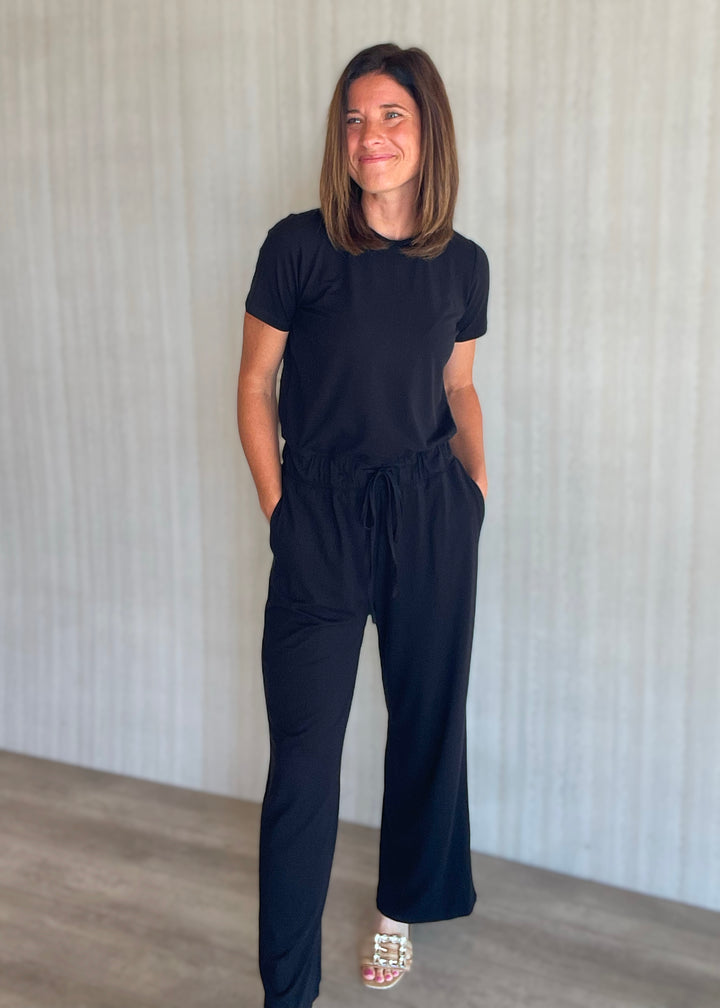 Women's Cute Black Knit Jumpsuit
