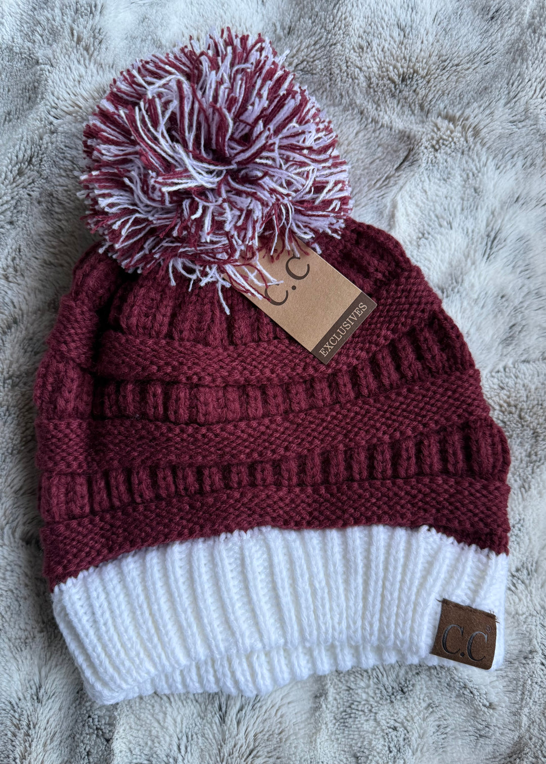 Game Day Beanie Hat (Maroon & White)