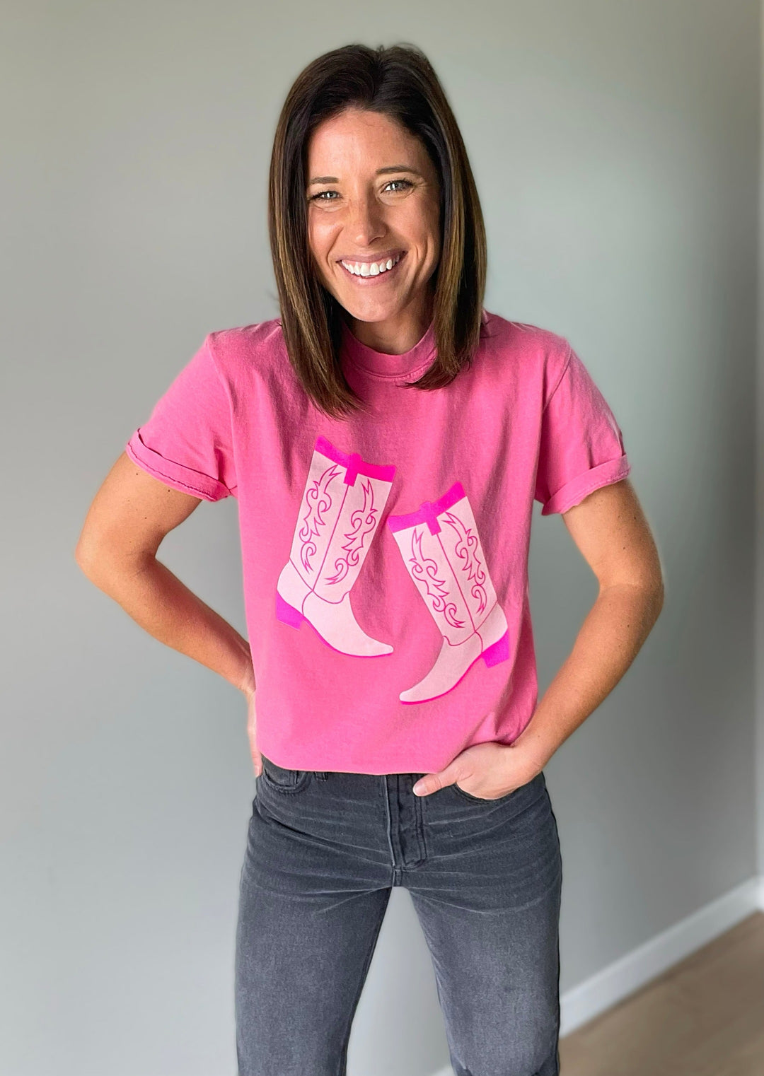 Pink Kickin' Boots Women's T-Shirt | Country Concert T-Shirts