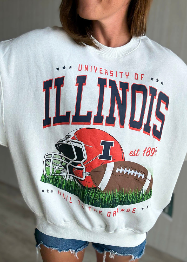 Women's Illinois Football Helmet Crew Sweatshirt