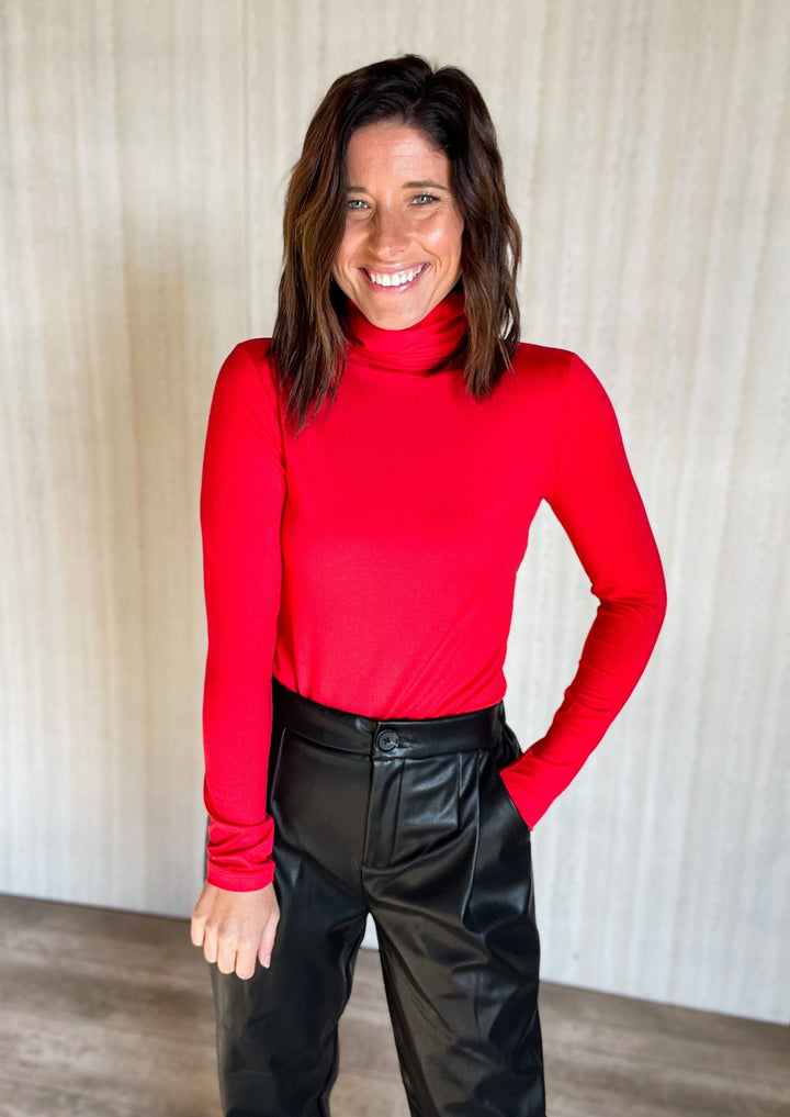 Red turtleneck