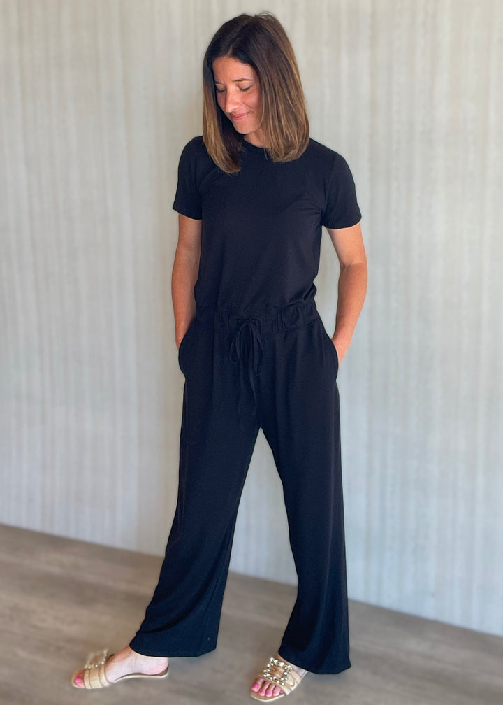Women's Cute Black Knit Jumpsuit