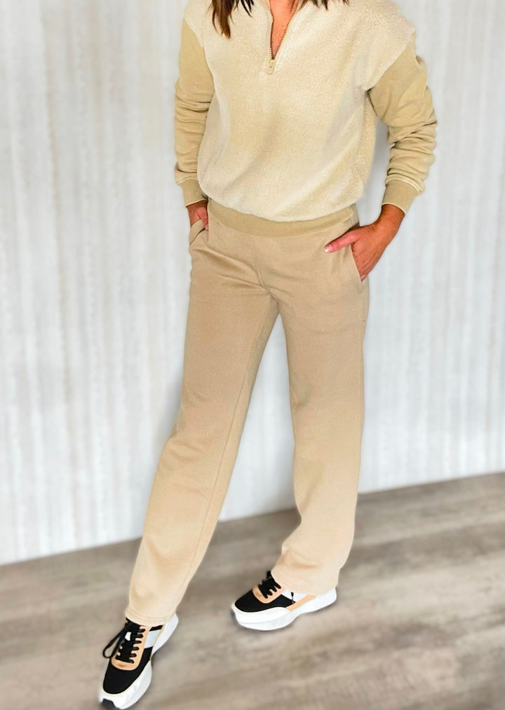 Taupe Fleece Lounge Sweat Pants | Cute Women's Neutral Sweatpants