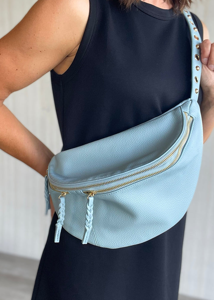 Women's Baby Blue Sling Bag Purse | Baby Blue Nova Studded Sling Bag