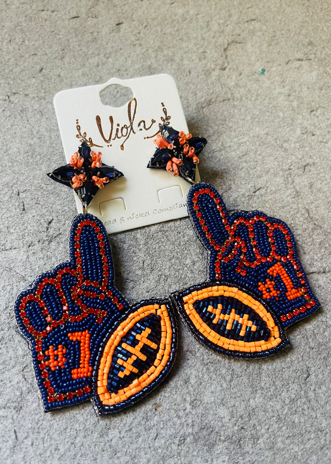 Beaded #1 Football Earrings