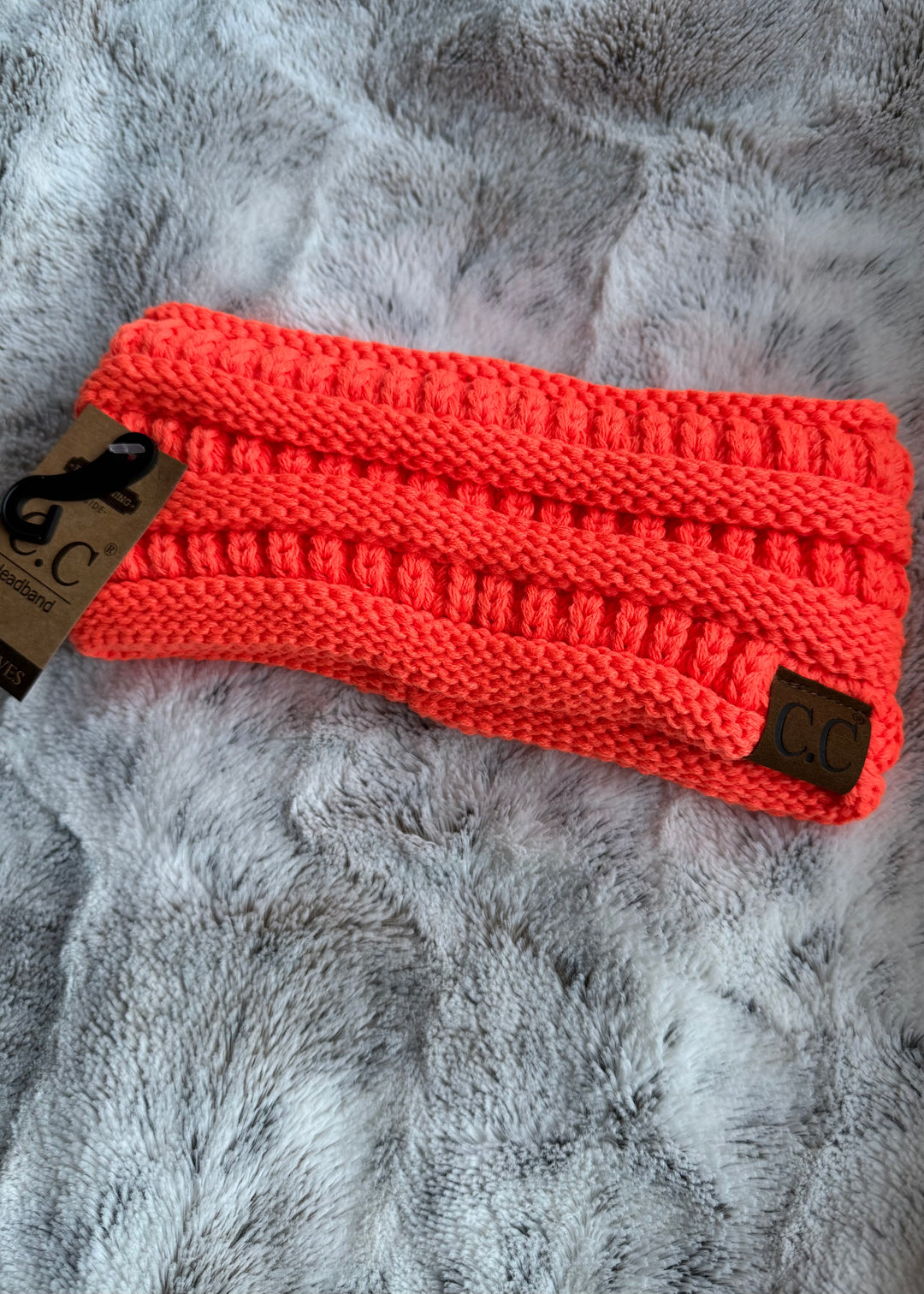 Women's Neon Orange Ribbed Headwrap