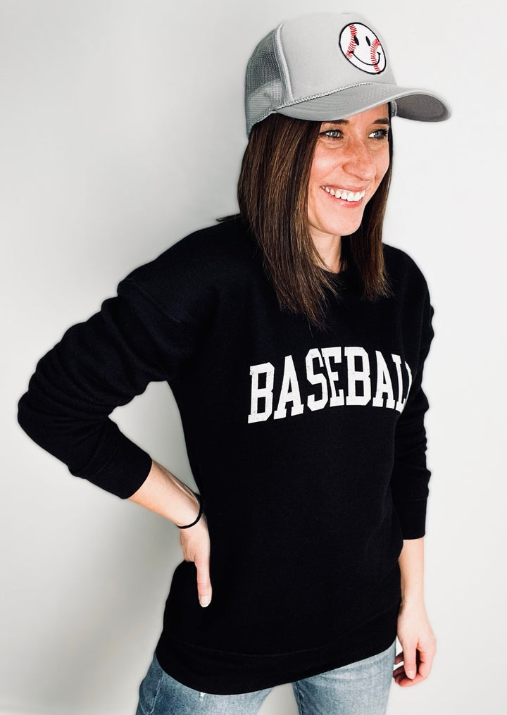 Gray Baseball Happy Face Trucker Hat
