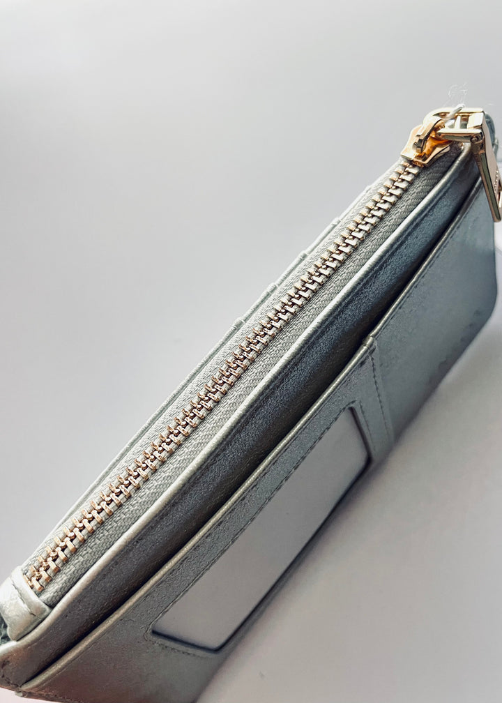 Women's Silver Pearl Slim Credit Card & ID Holder