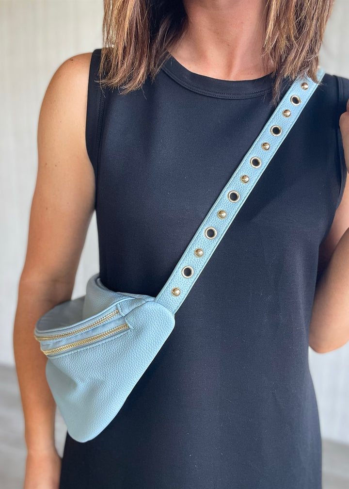 Women's Baby Blue Sling Bag Purse | Baby Blue Nova Studded Sling Bag