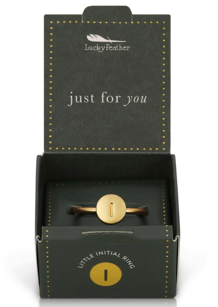 Gold I Initial Ring