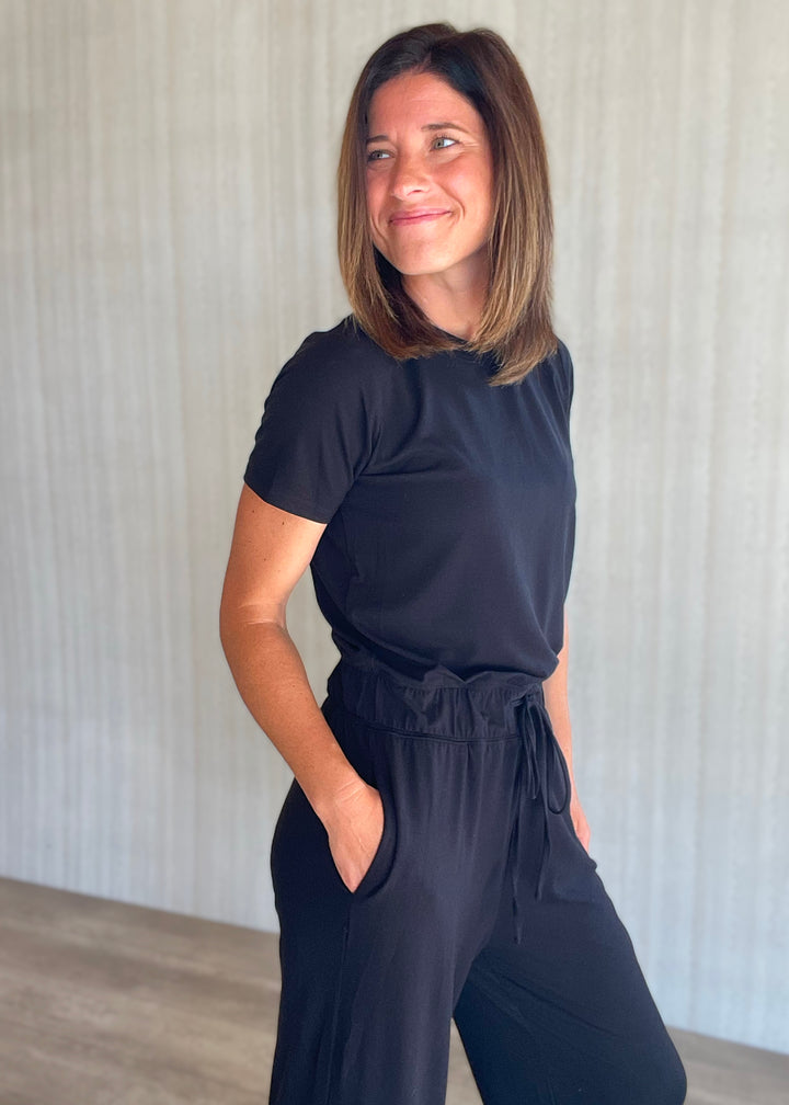 Women's Cute Black Knit Jumpsuit