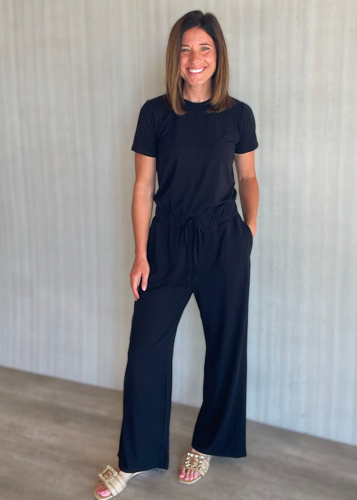 Women's Cute Black Knit Jumpsuit