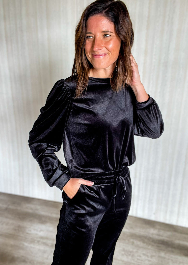Black Velvet Set | Black Velvet Pajamas | Black Velvet Loungewear