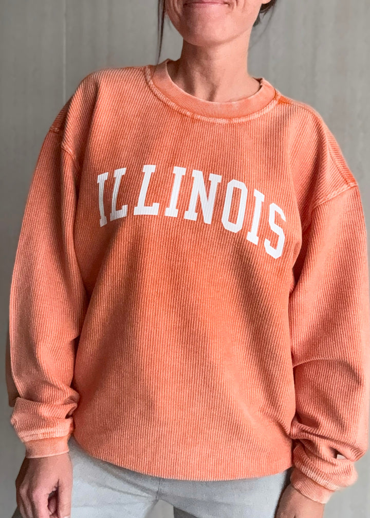 Women's Burnt Orange Illinois Corded Crew Sweatshirt | Cute Illinois Game Day Outfits