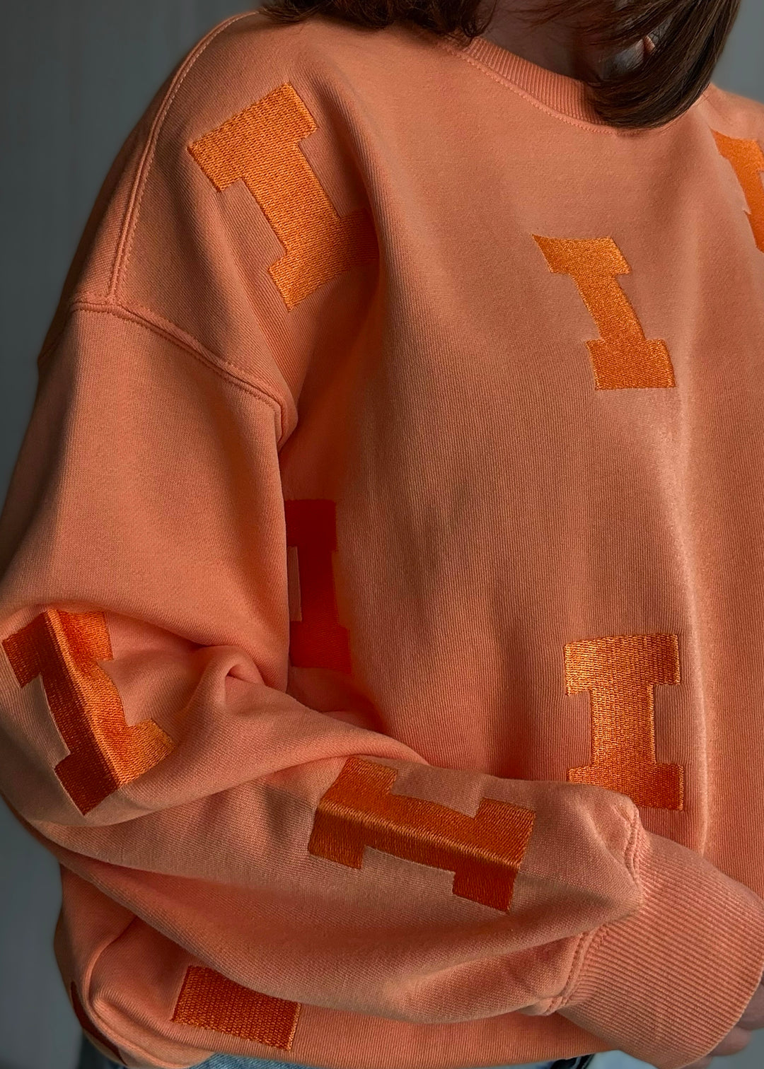 Women's Illinois Varsity "I" Repeat Sweatshirt - Sherbert | Cute Illinois Game Day Outfits