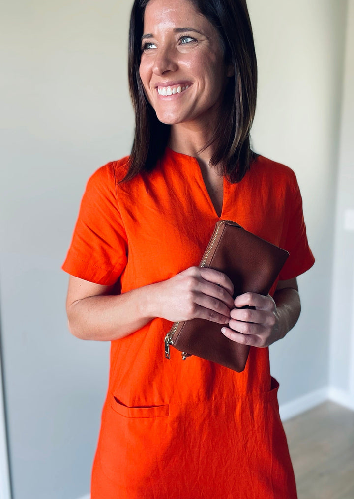 Brown Riley 3 Compartment Crossbody/Wristlet