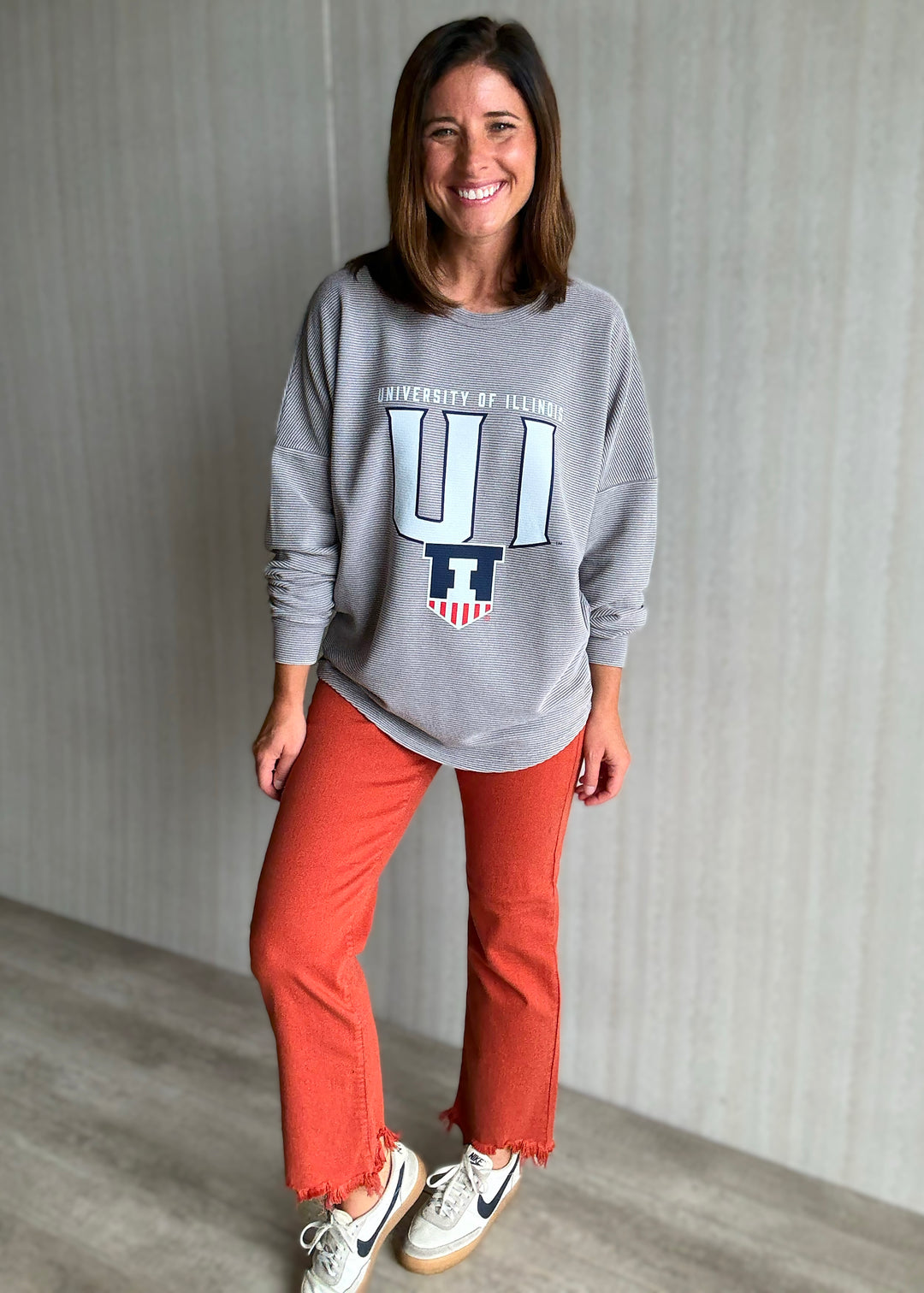 Women's orange Mid-Rise Frayed Hem Straight Leg Jeans | Game Day Orange Pants