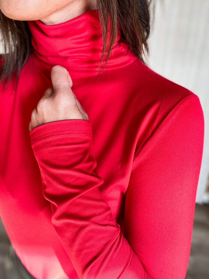 Red turtleneck