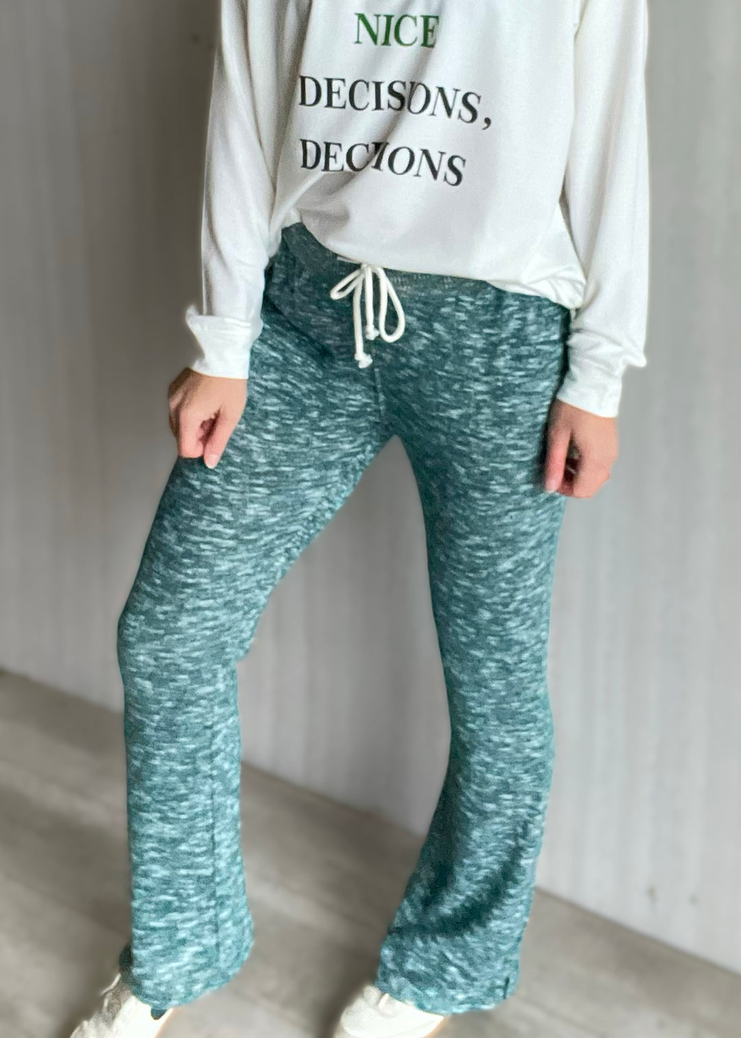 Women's Heather Green Flare Lounge Pants