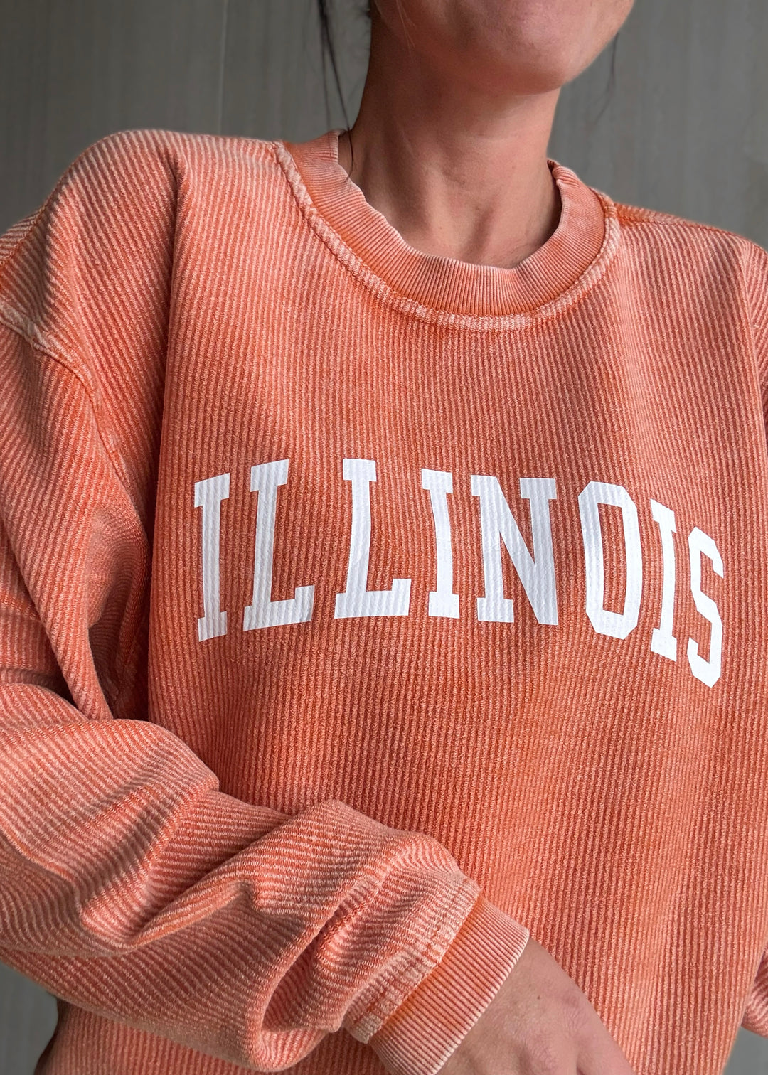 Women's Burnt Orange Illinois Corded Crew Sweatshirt | Cute Illinois Game Day Outfits