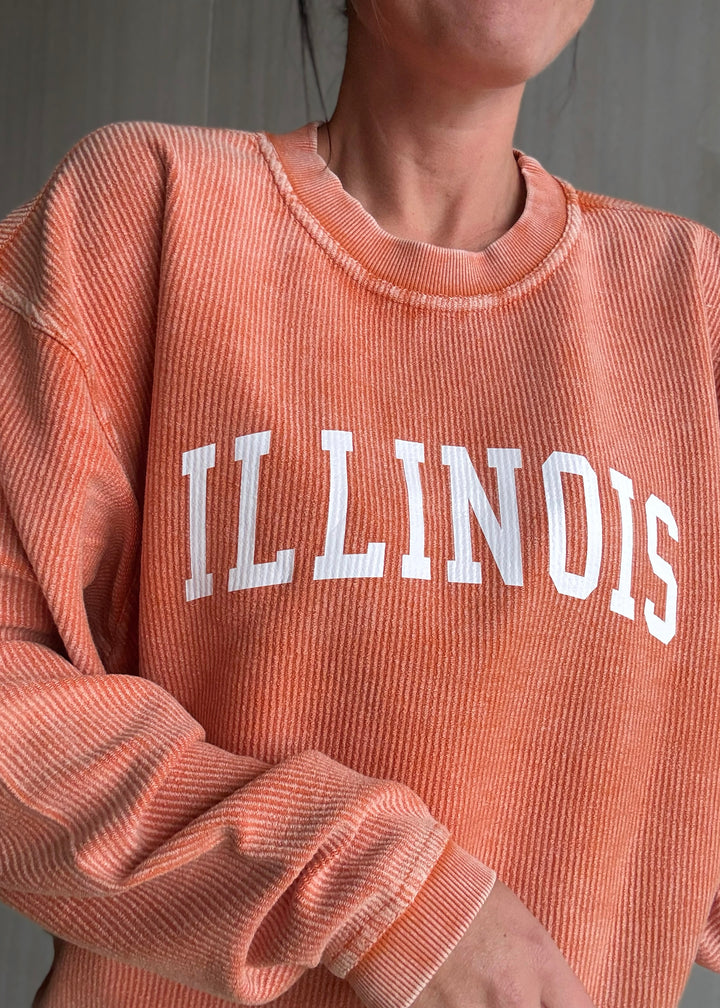 Women's Burnt Orange Illinois Corded Crew Sweatshirt | Cute Illinois Game Day Outfits
