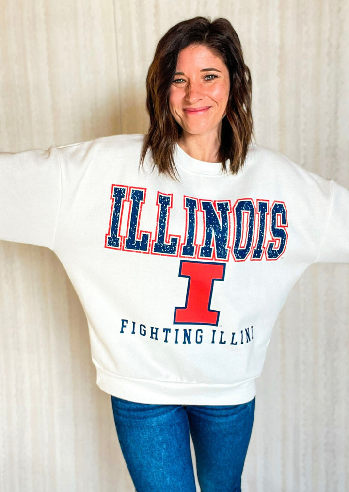 Women's Illinois Sweatshirt | Illinois Fighting Illini Drop Shoulder Crewneck Sweatshirt - Shop Embolden