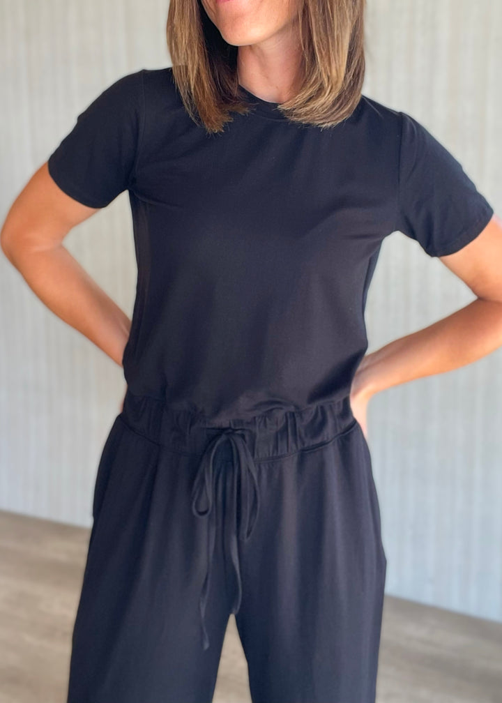 Women's Cute Black Knit Jumpsuit