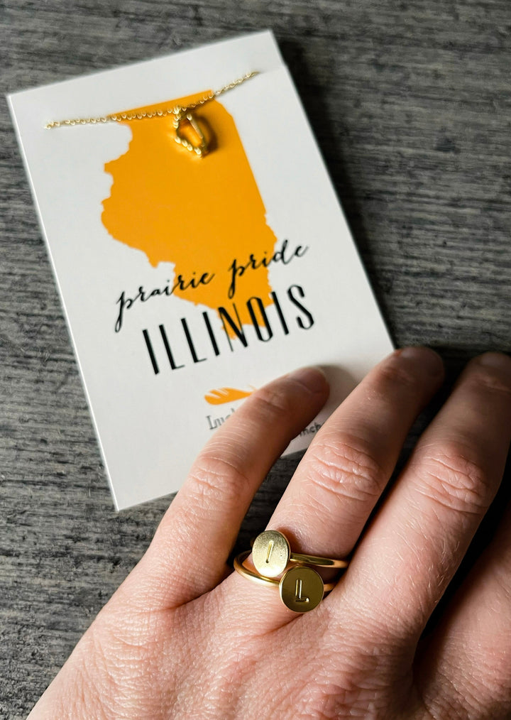 Illinois Jewelry - Illinois Necklace with I and L rings