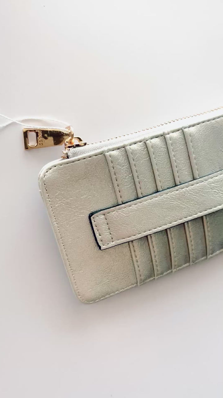 Women's Silver Pearl Slim Credit Card & ID Holder