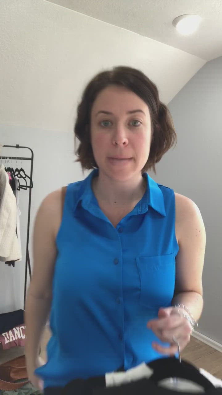 Black Sleeveless Button-Down Blouse | FINAL SALE