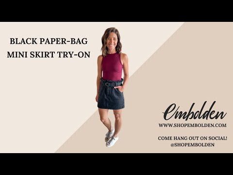 Black Paper-Bag Mini Skirt | FINAL SALE