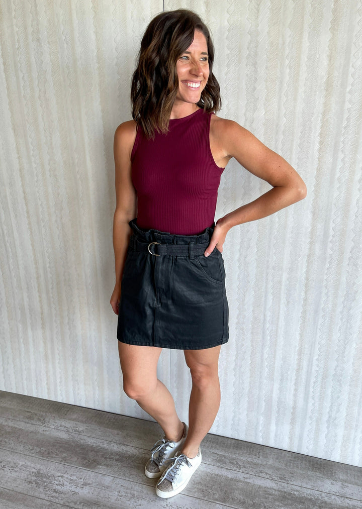 Black Paper-Bag Skirt
