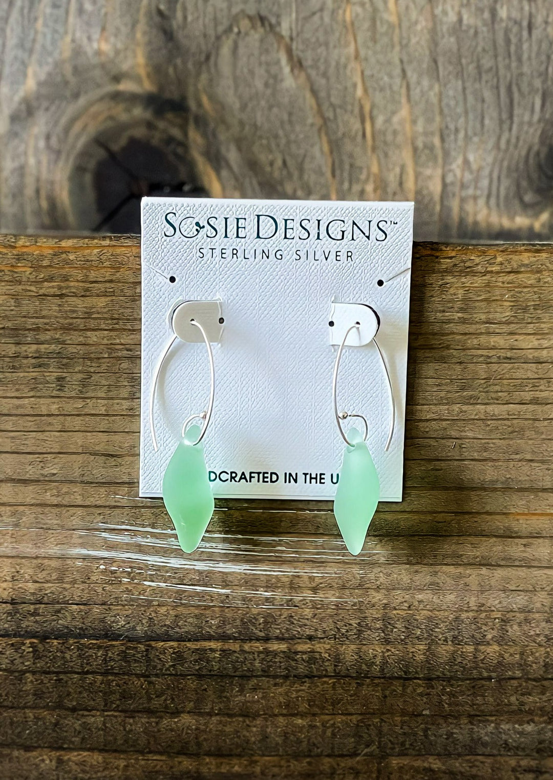 Sterling Silver Earrings | Green Eco Sea Splash Earrings | Made in the United States