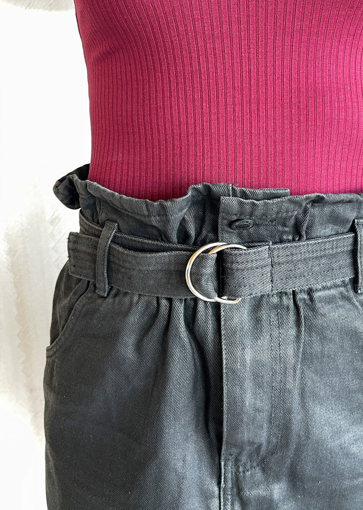 Black Paper-Bag Skirt