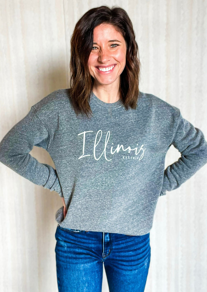 Women's Illinois Sweatshirt | Dark Grey Illinois Est 1818 Sweatshirt