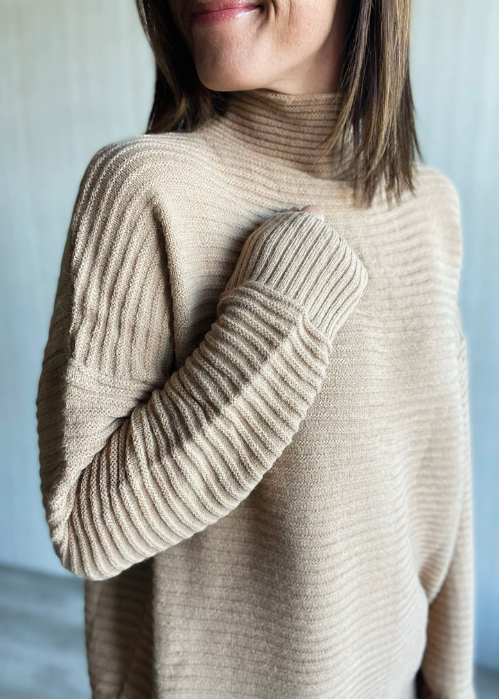 Women's cozy Camel Turtleneck Oversized Sweater 