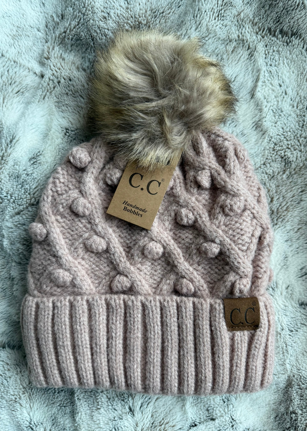 Neutral color Pom Pom Beanie Hat for Women