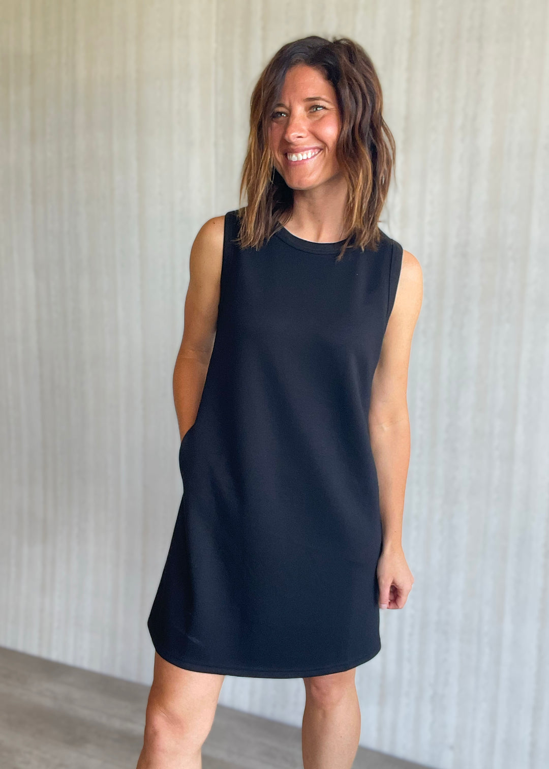 Women's Black Scuba Dress | Women's Summer Black Athleisure Dress