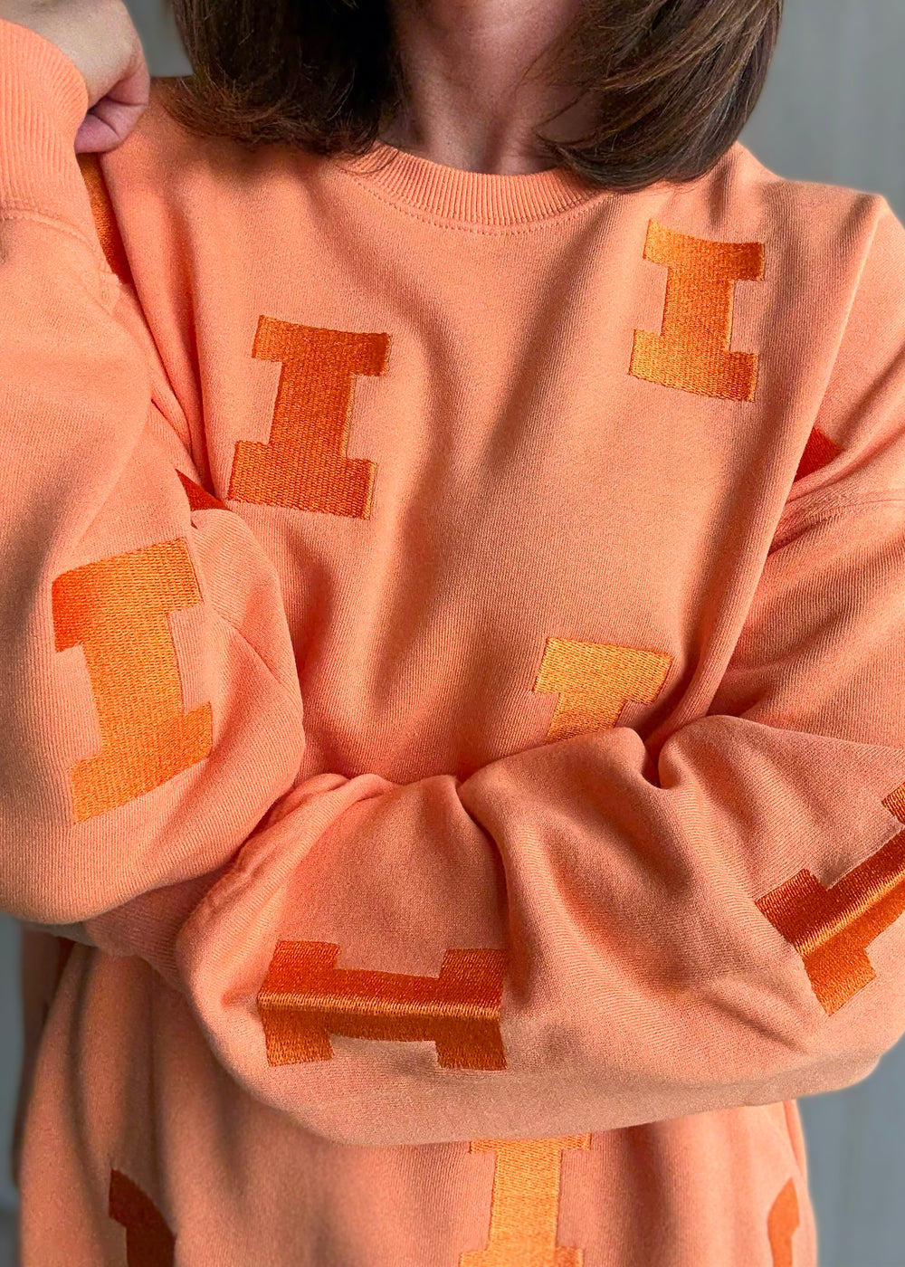 Women's Illinois Varsity "I" Repeat Sweatshirt - Sherbert | Cute Illinois Game Day Outfits
