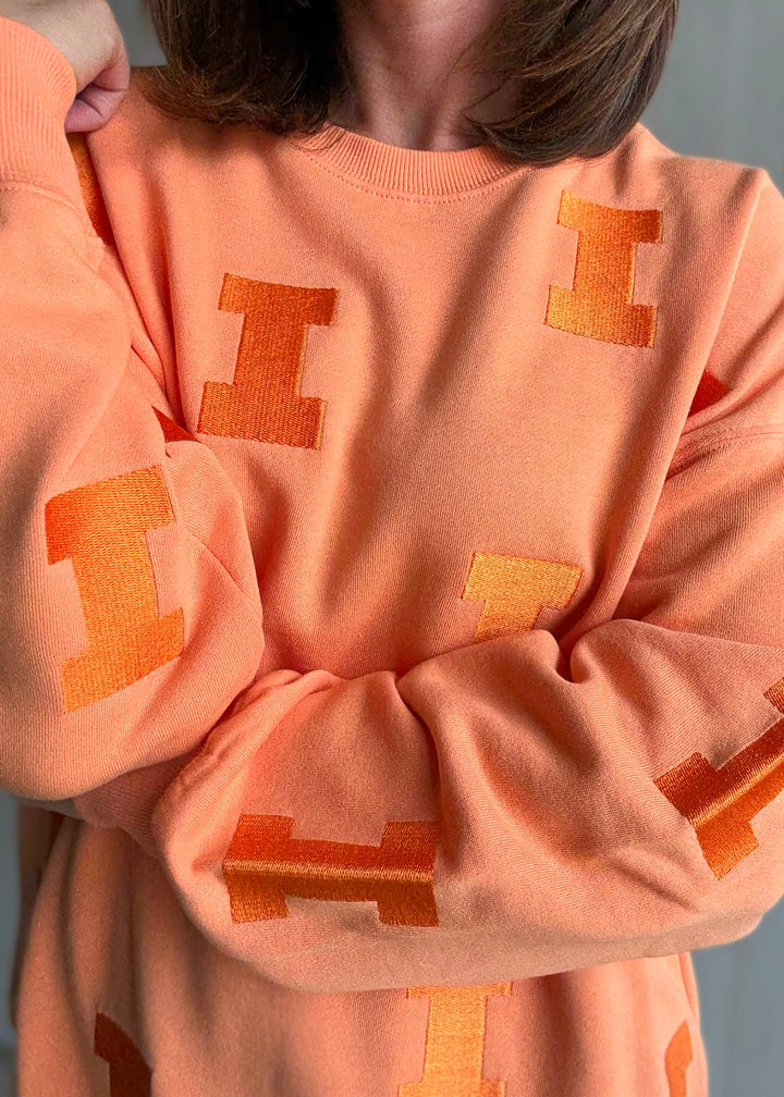 Women's Illinois Varsity "I" Repeat Sweatshirt - Sherbert | Cute Illinois Game Day Outfits
