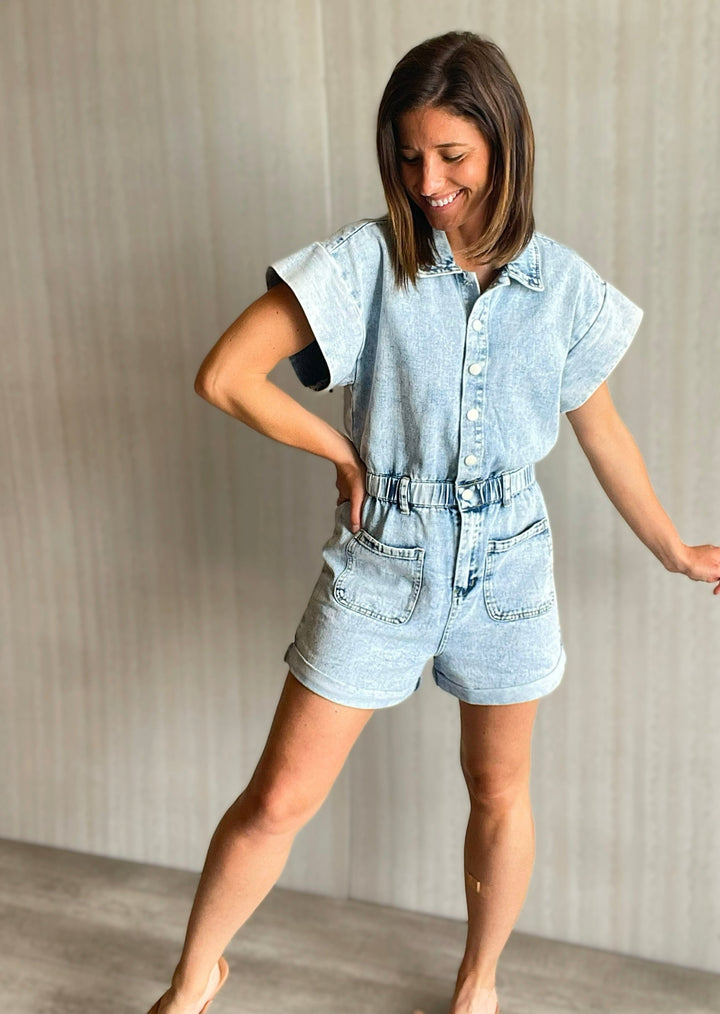 Women's Light Denim Romper | Country Concert Outfit