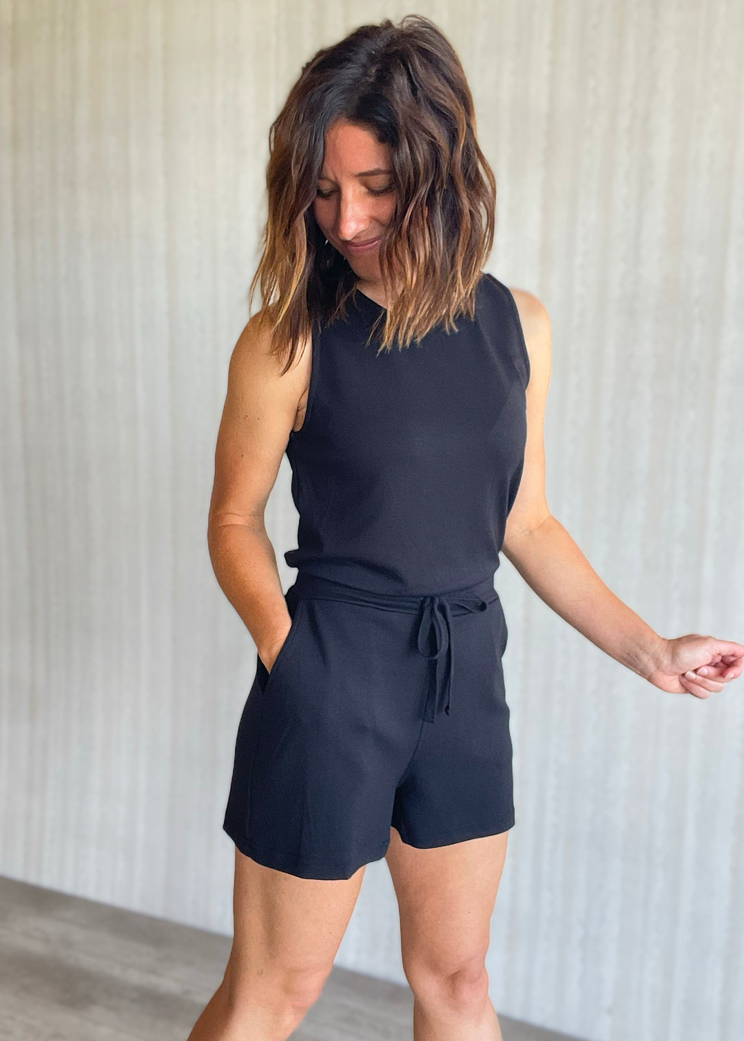 Women's Sleeveless Black Romper 