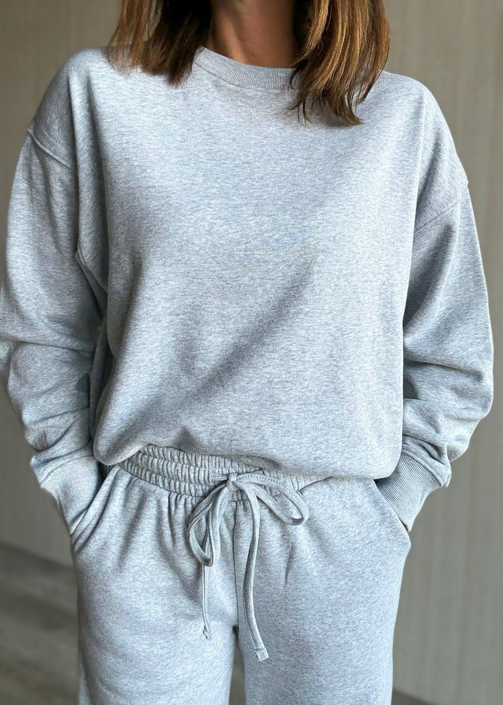 Women's Gray Fleece Sweatpants Set